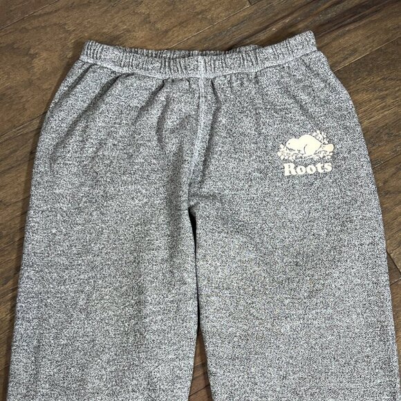 ROOTS Organic Heritage Logo Women's Jogger Sweatpants Gray Sz S - Picture 2 of 5